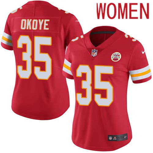 Women Kansas City Chiefs #35 Christian Okoye Nike Red Vapor Limited NFL Jersey